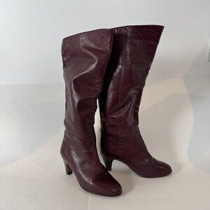 Vintage 80's PERTTI PALMROTH Burgundy Leather Heeled Boots - Size 5.5